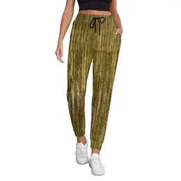 Pantalon femme rayures métalliques Baggy femme tendance imprimé métal Streetwear pantalons de survêtement automne Kawaii imprimé pantalon grande taille 3XL