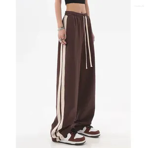 Pantalon féminin mexzt joggeurs à rayures pantalons de survêtement bf hip hop femmes hautes taille large streetwear streetwear cordon de pantalon baissé baggy