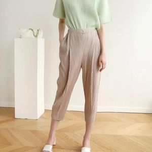 Miyake – pantalon plissé pour femmes, décontracté, neuf minutes, automne, printemps et été, haut de gamme, petite jambe effilée, 2024