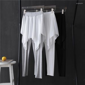 Damesbroek Modale chiffon patchwork vrouwen 2023 Zomer Hoge taille Solid Slim Casual All Match vrouwelijke topkwaliteit