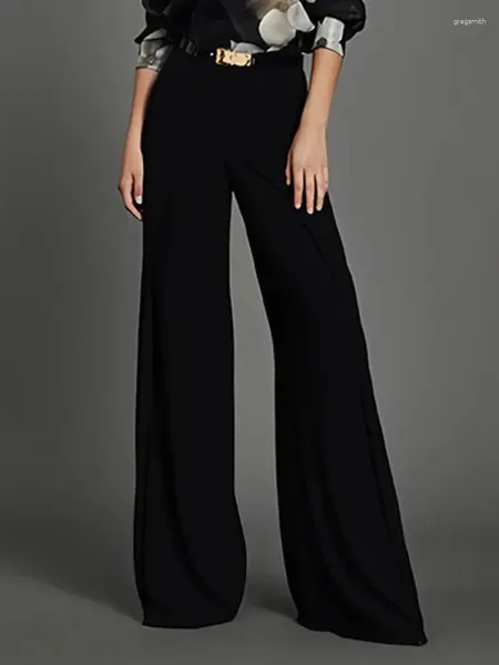 Pantalon féminin Modigirl noir évasé Fashion printemps d'été High-Waist Slim Casual Colters 2024 Urban Office Pant