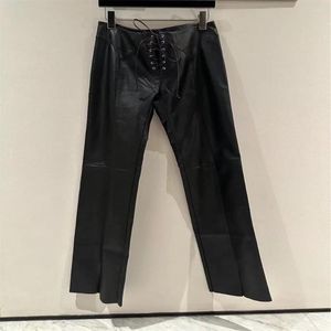 Pantalon Femme Niche Design 2024 Noir À Lacets Cuir Synthétique