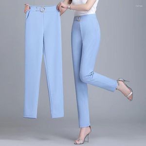 Pantalons pour femmes Office Lady élégant solide droit printemps automne femmes poches taille haute 4XL coréen femme mode crayon pantalon 2023