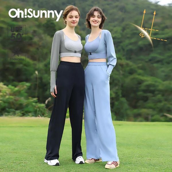 Pantalon féminin ohsunny femmes larges large 2024 printemps d'été mode lâche Contrôle de refroidissement occasionnel anti-UV UPF50 pour le camping outodooor