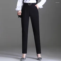 Damesbroek Oumengka Dames Spring herfst Chic Fashion Office Draag Straight Pak Vintage High Taille Black Female Trousers Mujer S-5XL