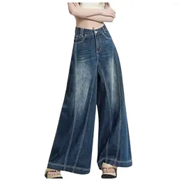 Pantalones de mujer brote retro de gran tamaño Y2K Jeans Culottes Ropa de trabajo de verano Denim alta cintura Bloomers Palazzo pantalones