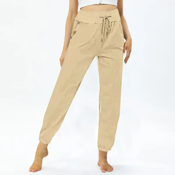 Pantalones de mujer Pantalón hasta el tobillo Suelto Oficina Recto Verano Color sólido Casual Elegante Bolsillos de moda para mujer