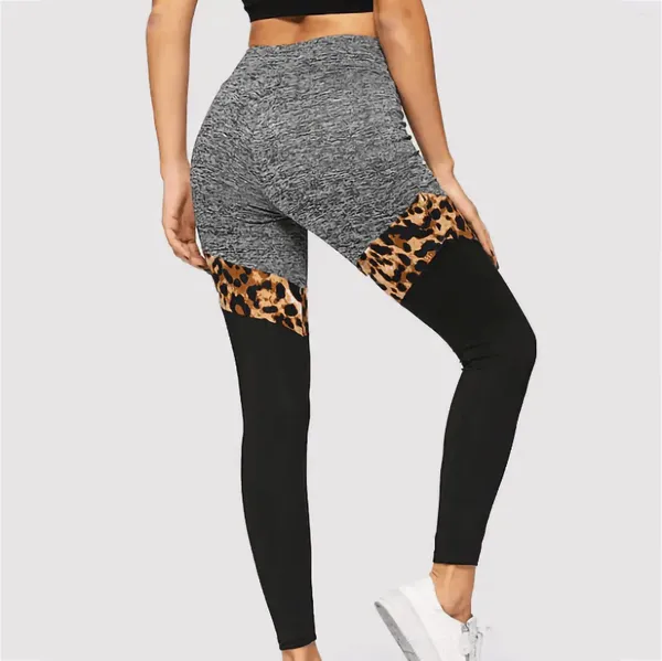 Modèle de pantalon féminin Sports Leopard Yoga Couxes Leggings Matières élastiques hautes