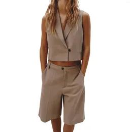 Pantalones de mujer Pbzaunisex chaleco de doble pecho con un botón Collar sin mangas sencillas sencillas y versátiles