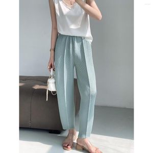 Pantalon Femme Plissée Élastique Couture Moyenne Pressée Petite Jambe Avec Poche À La Taille Et Lâche Décontracté Recadrée Pour Les Femmes