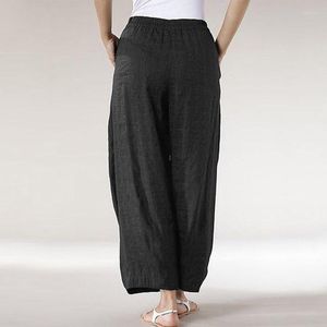 Pantalones plisados de cintura alta para mujer, pantalón liso de talla grande, holgado, combinable con todo, informal, largo, para verano