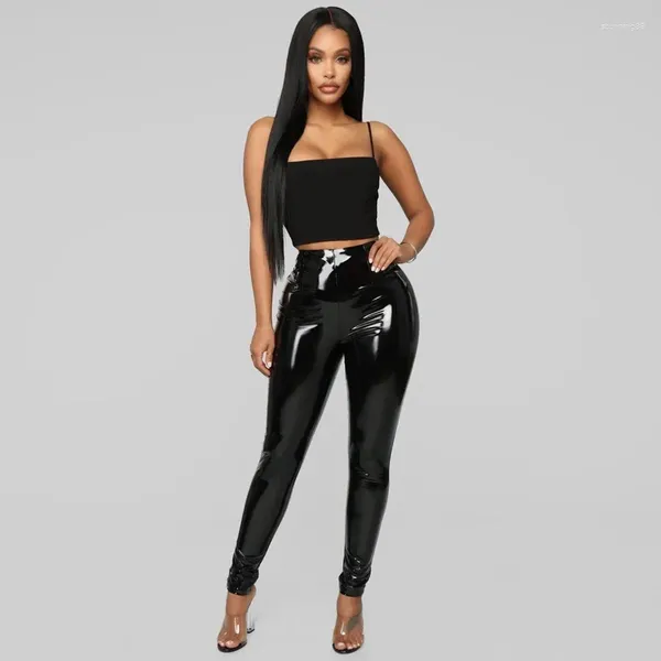 Pantalon féminin plus taille femme en latex crayon en cuir sexy noire PU fausse leggings hauts hauts zipper pantalon skinny personnalisé