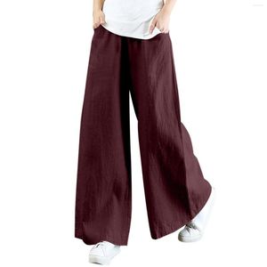 Damesbroekzak Elastische ademende broek Losse katoenen en linnen broek Dames Trekkoord Casual Dames