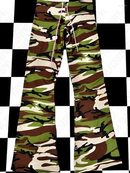 Pantalon féminin Punk Camouflage tenue décontractée Harajuku Emo Girls Sexy Crazy Retro Tube Top Gothic Rock Y2k Goth Lace Up Streetwear