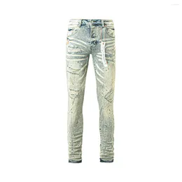 Pantalon pour femmes Brand Purple 2024 Jeans 1: 1 TRENDY Ripped Dirty Wash Straight Jame