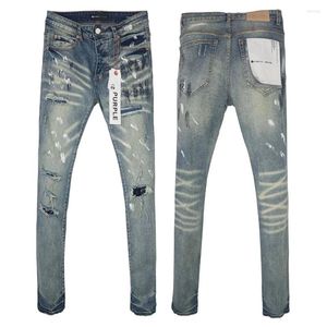 Damesbroek Purple Brand 2024 Jeans American High Street Retro Geel Mud Beggar Hole Slim
