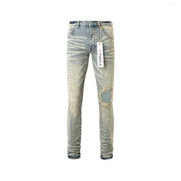 Pantalones de mujer Marca morada 2024 Jeans High Street Rage Dirty Wash Splash Tinta recta