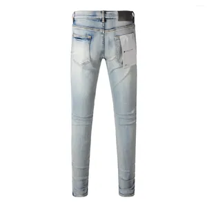 Pantalons de femme pour femmes Jeans de marque 1: 1 2024 Slim Tide Fashion High Street Blue Patches