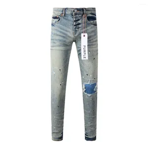 Damesbroek Paars Merk Jeans 1:1 Mode Hoge kwaliteit Reparatie Laagbouw Skinny Denim