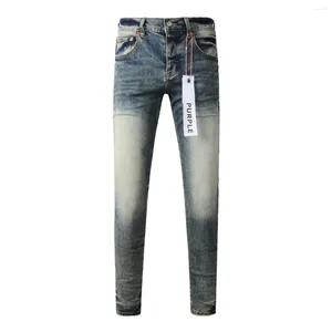 Damesbroek Paars Merk Jeans 1:1 High Street Blue Matte Bleach Wash Fashion Repair Low Rise Skinny Denim