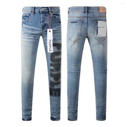 Pantalon pour femmes Jeans de marque violette 2024 High Street Blue Print Letters Fashion Quality Repair Low Rise Skinny Denim 28-40 Taille