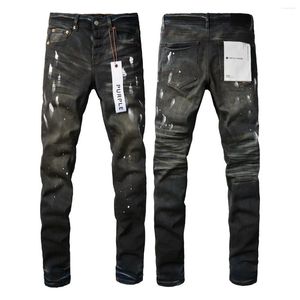 Damesbroeken Paars Merk Jeans Amerikaans High Street Verontruste zwarte verf 9036 2024 Modetrend Kwaliteit