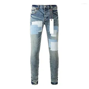Pantalon de marque pour femmes jeans de marque roca violet avec des plaques de rue en haute réparation de tissu patch à basse hauteur skinny