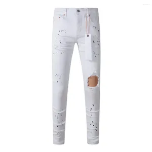 Damesbroek Purple Roca Brand Jeans Fashion Hoge kwaliteit met Street White Paint Distressed Repair Low Rise Skinny Denim