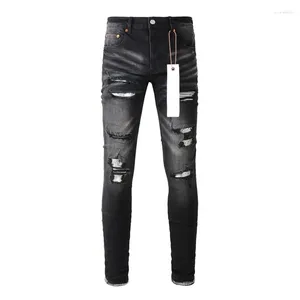 Damesbroek Purple Roca Brand Jeans mode van hoge kwaliteit zwart noodlijdende reparatie lage stijging mager denim