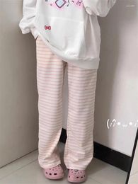 Pantalon Femme QWEEK Japonais Y2K Pantalon de survêtement rayé Femmes Harajuku Kawaii Doux Polaire Sports Coréen Mode Mignon Girly Pantalon de base
