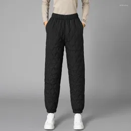 Pantalon femme Qweek rembourré matelassé pour femmes hiver noir taille haute taille coréenne mode chaude pantalon décontracté harajuku sport jogging