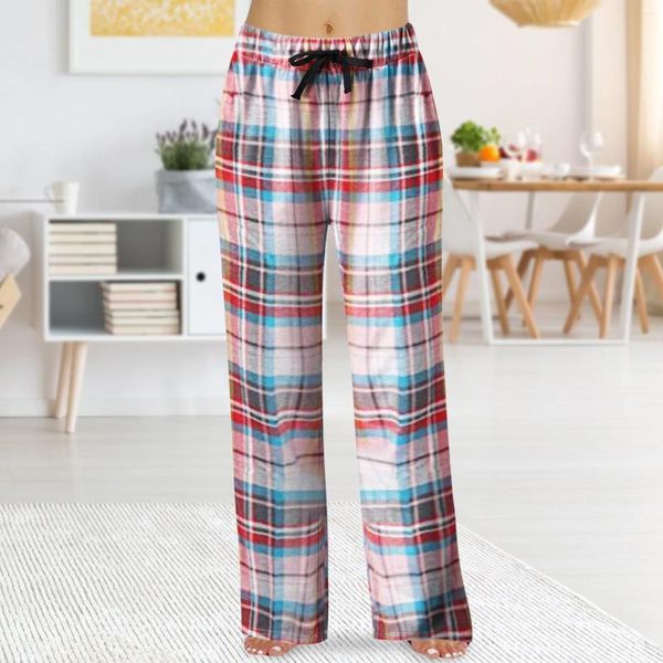 Pantalon pour femmes pantalons rouges à plaid pantalon de sweat printemps modes de coton décontracté à l'extérieur pyjamas jersey poche de poche navidad