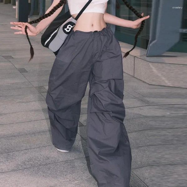 Pantalon femme rétro Baggy Hip-hop sport danse décontracté taille haute pantalon de survêtement ample salopette droite Y2K