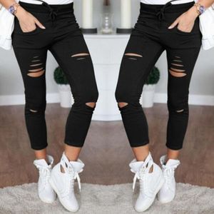 Damesbroeken scheurde jeans voor vrouwen vrouwelijke grote broek Stretcencolpotle leggings 2023