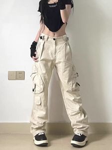 Pantalon Femme S American Big Pocket Cargo Femmes High Street Rétro Hip Hop Droite Surdimensionné Couleur Solide Lâche Fille Y2K 221011