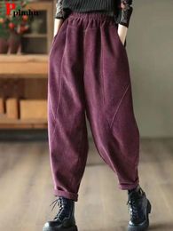 Damesbroeken Corduroy Baggy Herfst Winter Harem Casual Hoge Taille Warme Dames Pantalones Vintage enkellengte Jogger Modebroek 231206