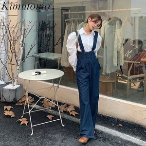Pantalons pour femmes s Denim salopette Kimutomo Ins mode coréenne printemps automne taille haute jambe droite coupe ample Double épaule combinaison 230222