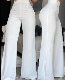 Pantalon femme s élégant taille haute jambe large Bootcut 2023 été mode européenne américaine Simple pantalon évasé 230919