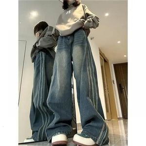 Damesbroeken Modieus Baggy Jeans met hoge taille Vintage effen kleur Denim broek Straat Casual Wijde pijpen Volledige lengte broek 230905