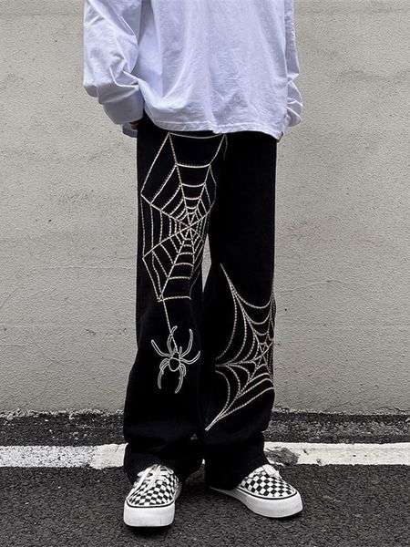 Pantalons pour femmes s Grunge Punk toile d'araignée imprimé Pantalon noir goth Streetwear Pantalon large surdimensionné des années 90 Vintage y2k vêtements cargo 230719