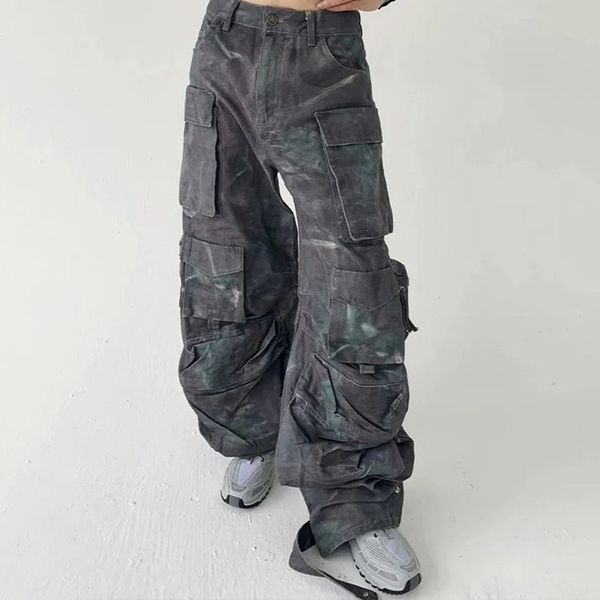 HOUZHOU Camo Cargo Femmes Taille Haute Patchwork Poches Camouflage Pantalon Femme Vêtements Mode Streetwear Hip Hop 230808