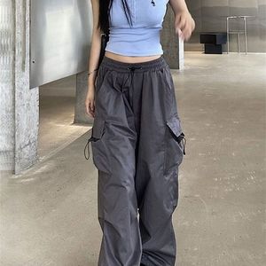 HOUZHOU Vintage Parachute Cargo Vrouwen Y2k Streetwear Bf Mode Broek Oversize Jogging Techwear Joggingbroek Harajuku 230330