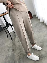 Vrouwen Broek Jielur Dikker Vrouwen Potlood Herfst Winter Broek OL Stijl Wol Vrouwelijke Werk Pak Broek Losse S4XL 231127