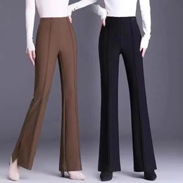 Pantalons pour femmes s coréen Simple tempérament décontracté manches droites Micro Ragged pantalon taille haute goutte sensation automne solide pantalon mince 231206