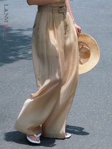 Pantalon femme s LANMREM décontracté mince taille haute jambe large ample crème solaire couleur unie pantalon vêtements 2023 été 2R3006 230506