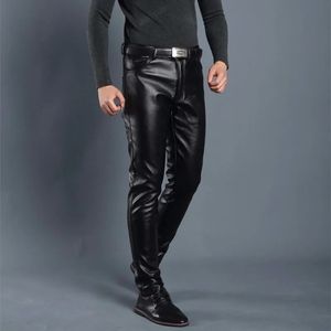 Damesbroeken S Lederen Leggings Black Solid Faux Jeans Male Casual broek Koreaanse mode Slim Fit Skinny Motorcycle 231216