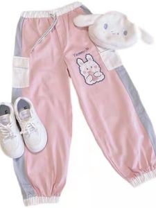 Pantalons pour femmes s Merry Pretty Rabbit Kawaii Pantalons de survêtement Y2K Style coréen Coton Pantalon Broderie Taille Haute Casual Filles Rose 230419