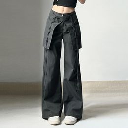 Mikumn Harajuku nep tweedelige casual broek Japanse vrouwen rok Retro effen kleur elastische taille losse wijde pijpen 230506