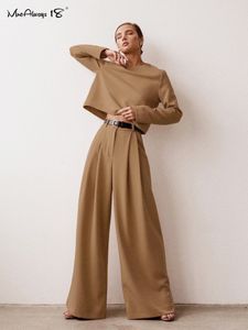 Women s Pants s Mnealways18 Classic Wide Floor Length Pleated Loose Women Trousers Spring Leg Vintage Female Palazzo 230110