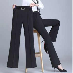 Pantalon Femme S Office Lady Élégant Mode Flare Printemps Automne Diamants Taille Haute Allmatch Solide Femmes Casual Pantalon Droit 231205